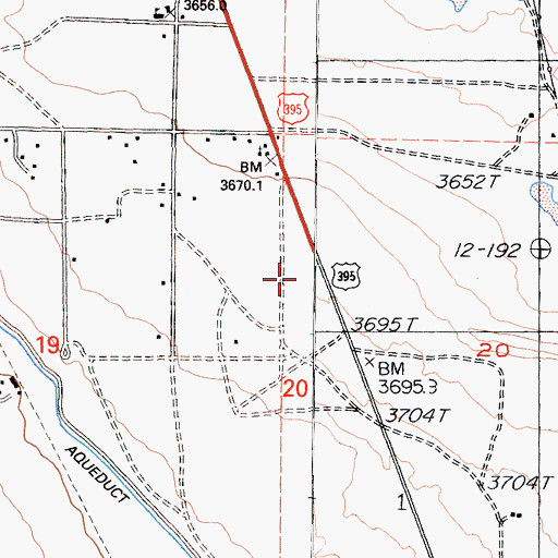 Topographic Map of Olancha Census Designated Place, CA