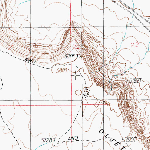 Topographic Map of Oljato-Monument Valley Census Designated Place, UT