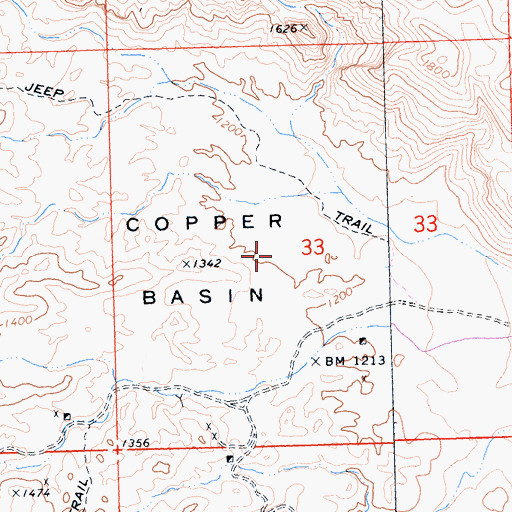 Topographic Map of Copper Basin, CA