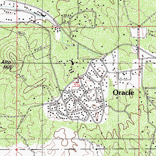 Topographic Map of Oracle Census Designated Place, AZ
