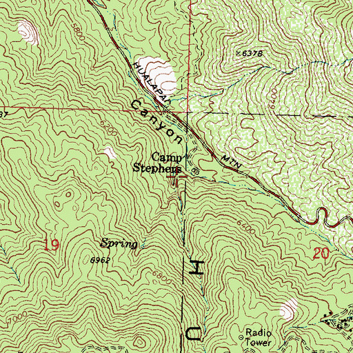Topographic Map of Camp Stephens, AZ