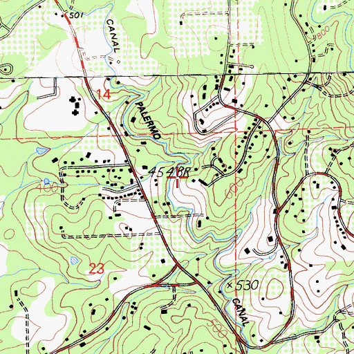 Topographic Map of Oroville East Census Designated Place, CA