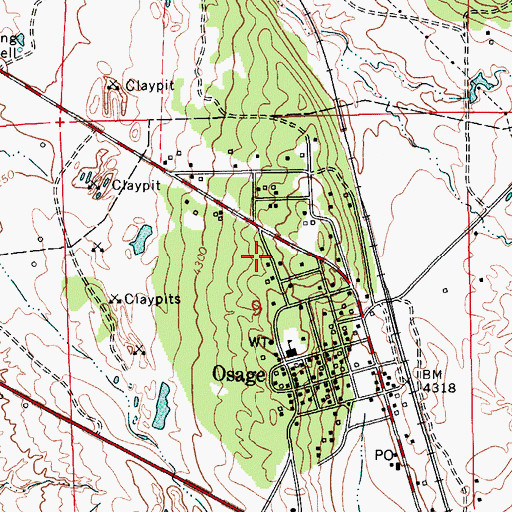 Topographic Map of Osage Census Designated Place, WY