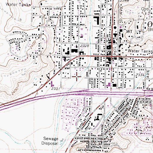 Topographic Map of Ozona Census Designated Place, TX