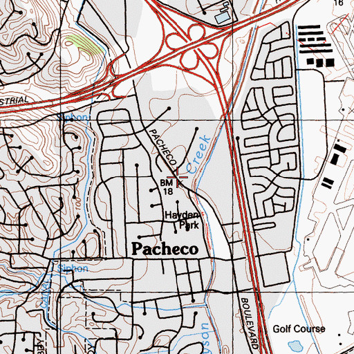 Topographic Map of Pacheco Census Designated Place, CA
