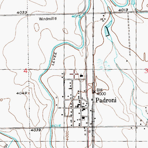 Topographic Map of Padroni Census Designated Place, CO