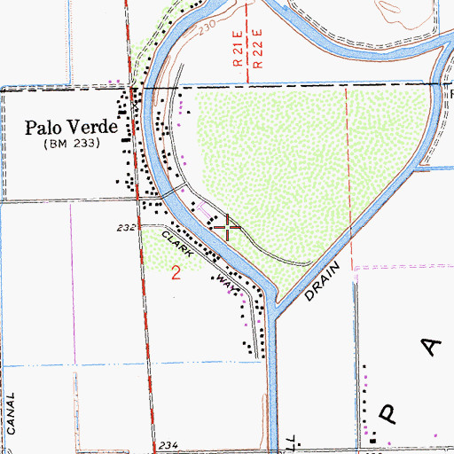 Topographic Map of Palo Verde Census Designated Place, CA