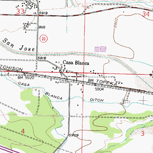 Topographic Map of Paraje Census Designated Place, NM