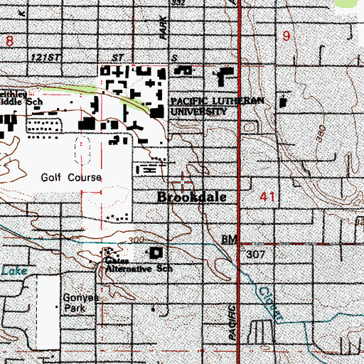 Topographic Map of Parkland Census Designated Place, WA