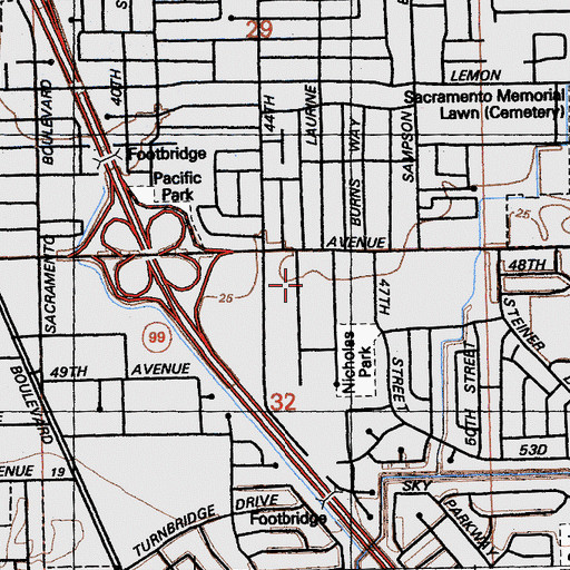 Topographic Map of Parkway-South Sacramento Census Designated Place (historical), CA