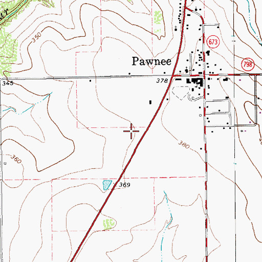 Topographic Map of Pawnee Census Designated Place, TX