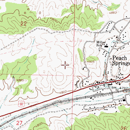 Topographic Map of Peach Springs Census Designated Place, AZ