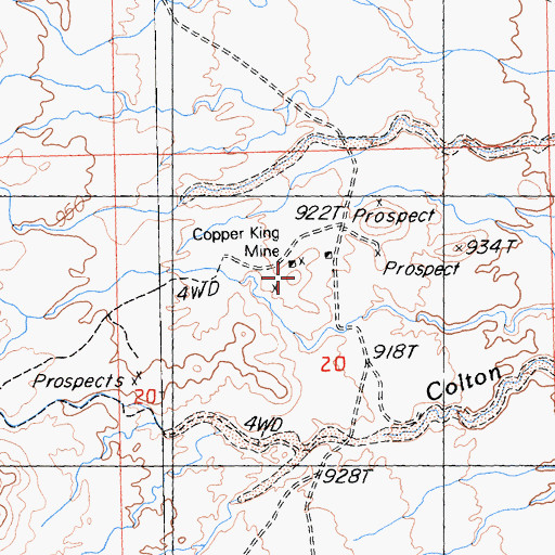 Topographic Map of Copper King Mine, CA