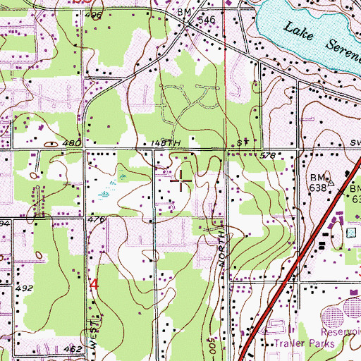 Topographic Map of Picnic Point-North Lynnwood Census Designated Place (historical), WA