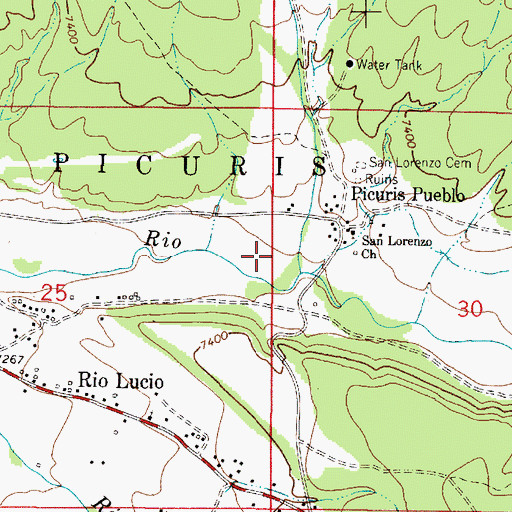 Topographic Map of Picuris Pueblo Census Designated Place, NM