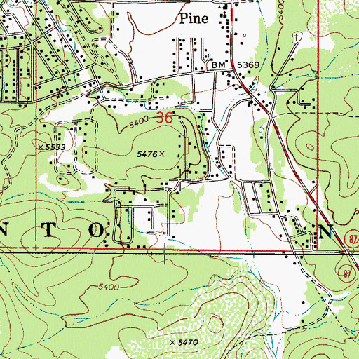 Topographic Map of Pine Census Designated Place, AZ