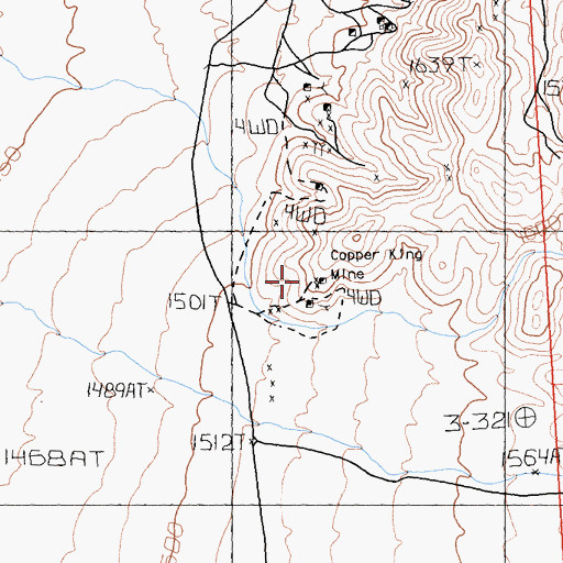 Topographic Map of Copper King Mine, CA