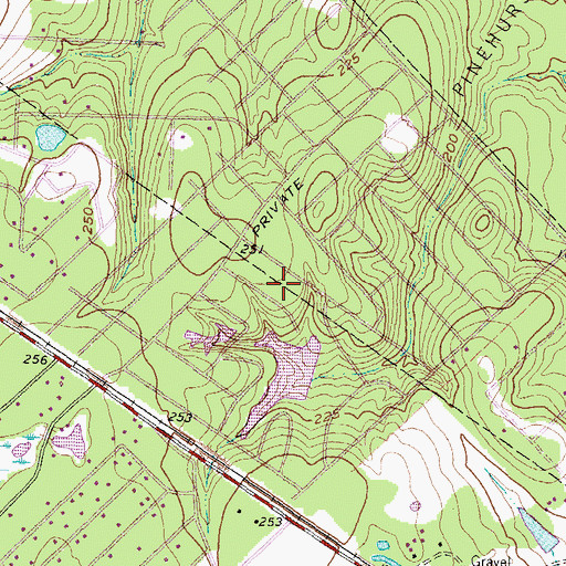 Topographic Map of Pinehurst Census Designated Place, TX