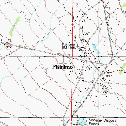 Topographic Map of Pisinemo Census Designated Place, AZ