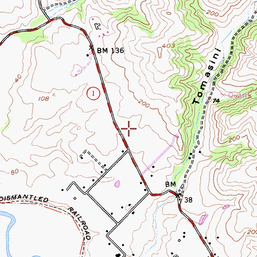 Topographic Map of Point Reyes Station Census Designated Place, CA