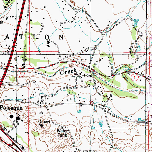Topographic Map of Pojoaque Census Designated Place, NM