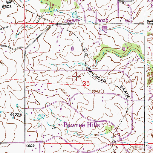 Topographic Map of Ponderosa Park Census Designated Place, CO
