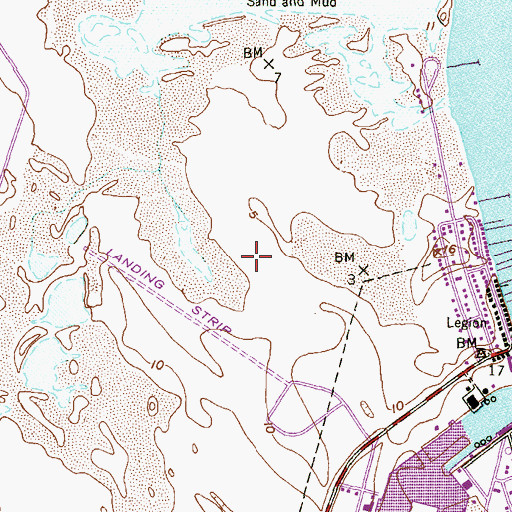 Topographic Map of Port Mansfield Census Designated Place, TX