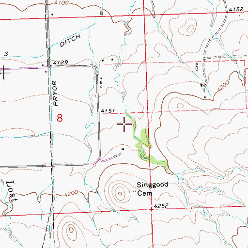 Topographic Map of Pryor Census Designated Place, MT