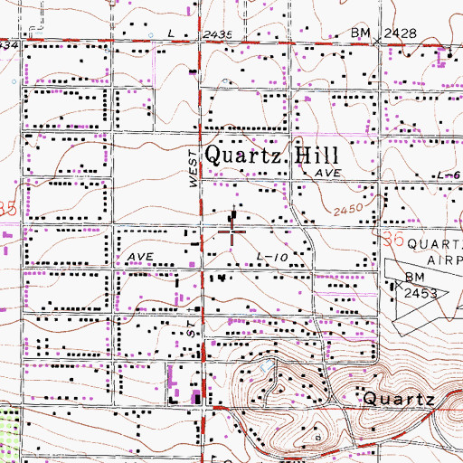 Topographic Map of Quartz Hill Census Designated Place, CA