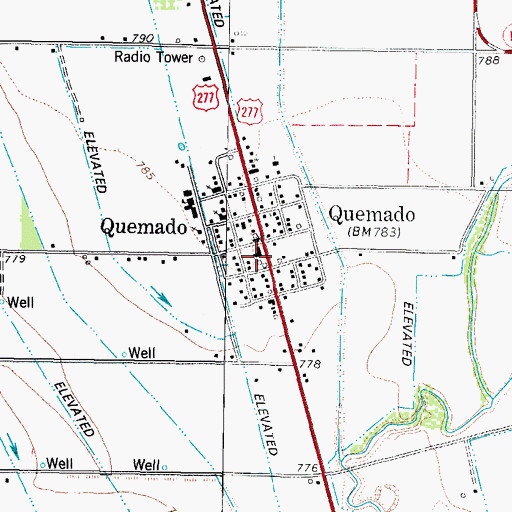 Topographic Map of Quemado Census Designated Place, TX