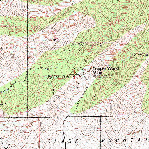 Topographic Map of Copper World Mine, CA