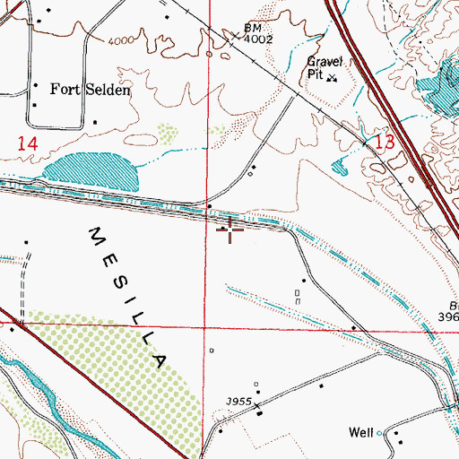 Topographic Map of Radium Springs Census Designated Place, NM