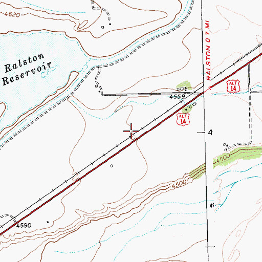 Topographic Map of Ralston Census Designated Place, WY