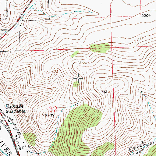 Topographic Map of Ravalli Census Designated Place, MT