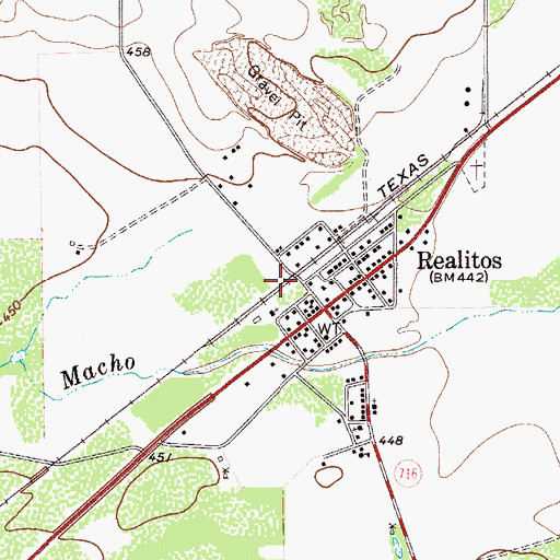 Topographic Map of Realitos Census Designated Place, TX