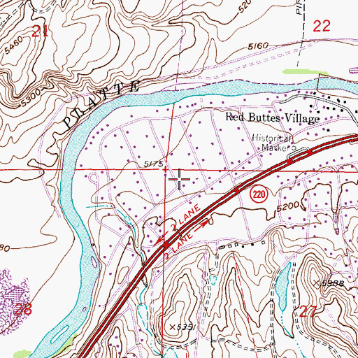 Topographic Map of Red Butte Census Designated Place, WY