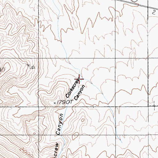 Topographic Map of Corkscrew Canyon, CA