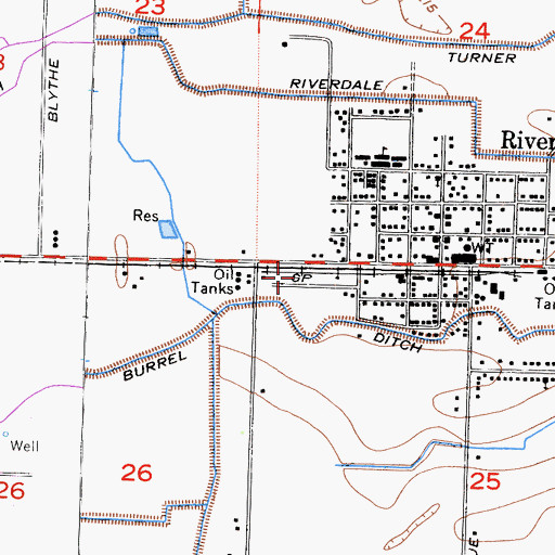 Topographic Map of Riverdale Census Designated Place, CA