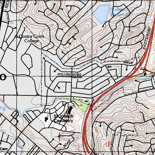 Topographic Map of Rollingwood Census Designated Place, CA