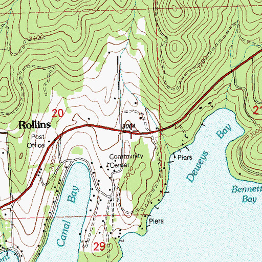 Topographic Map of Rollins Census Designated Place, MT