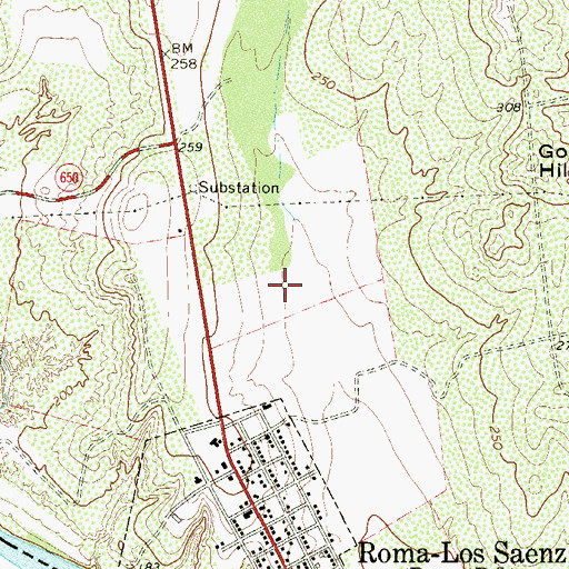 Topographic Map of Roma Creek Census Designated Place (historical), TX