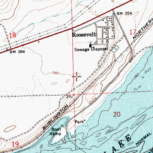 Topographic Map of Roosevelt Census Designated Place, WA