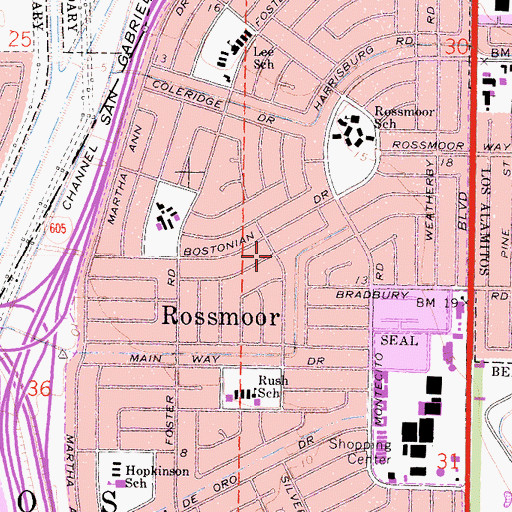 Topographic Map of Rossmoor Census Designated Place, CA
