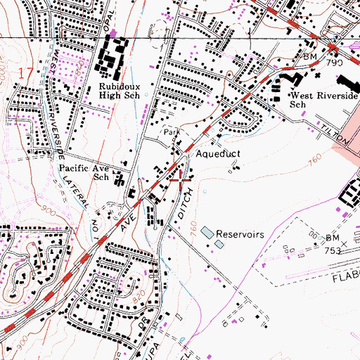 Topographic Map of Rubidoux Census Designated Place, CA