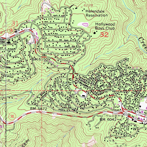 Topographic Map of Running Springs Census Designated Place, CA