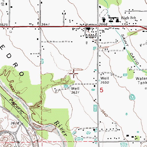 Topographic Map of Saint David Census Designated Place, AZ