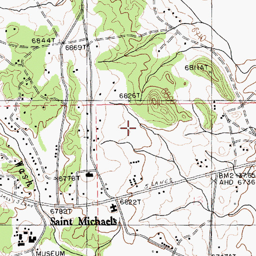 Topographic Map of Saint Michaels Census Designated Place, AZ