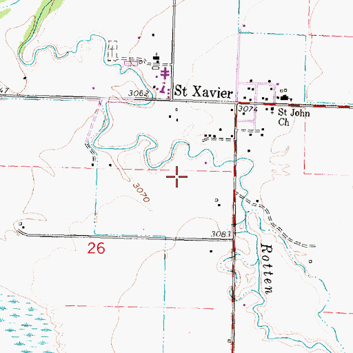 Topographic Map of Saint Xavier Census Designated Place, MT