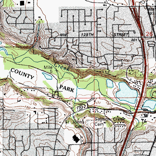 Topographic Map of Salmon Creek Census Designated Place, WA