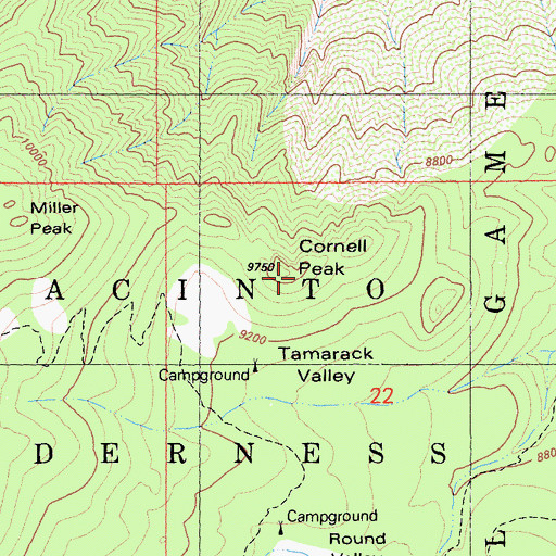 Topographic Map of Cornell Peak, CA
